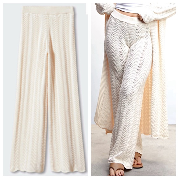 Mango Pants - ***NWT***. RIPPLE STITCH KNIT SUMMER TROUSERS PANTS S-4/6